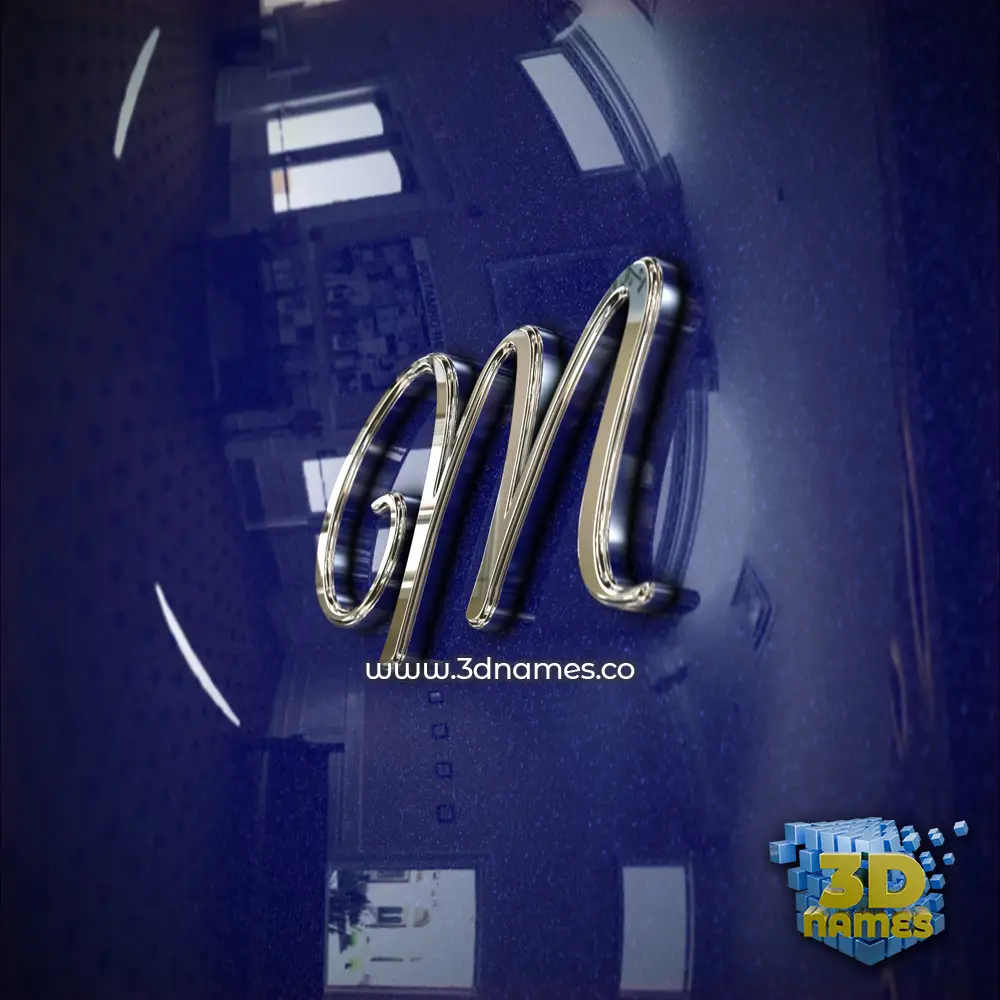 m in Metalic Blue style - 3D name wallpaper