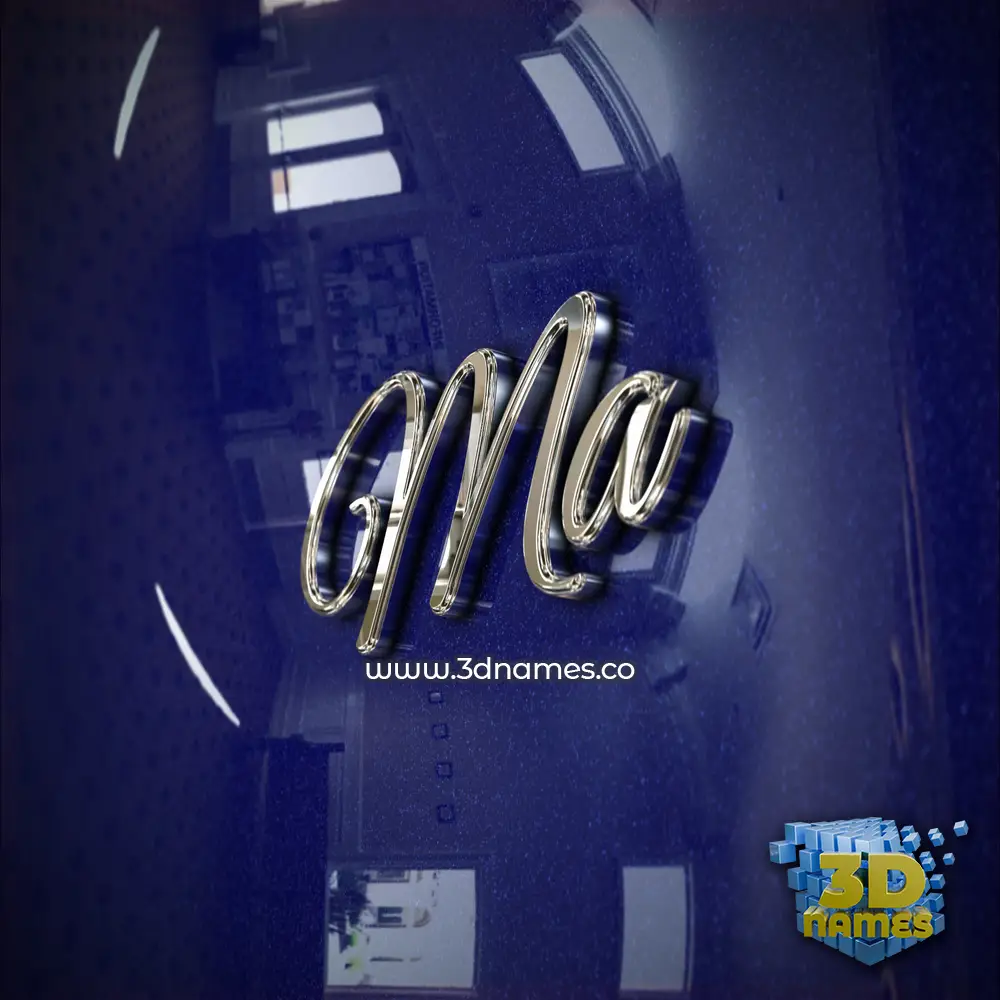 ma in Metalic Blue style - 3D name wallpaper