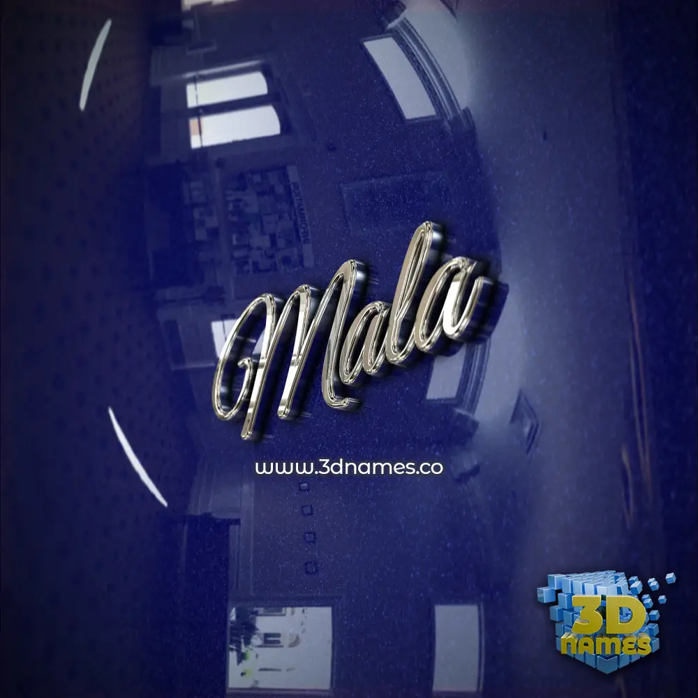 mala in Metalic Blue style - 3D name wallpaper