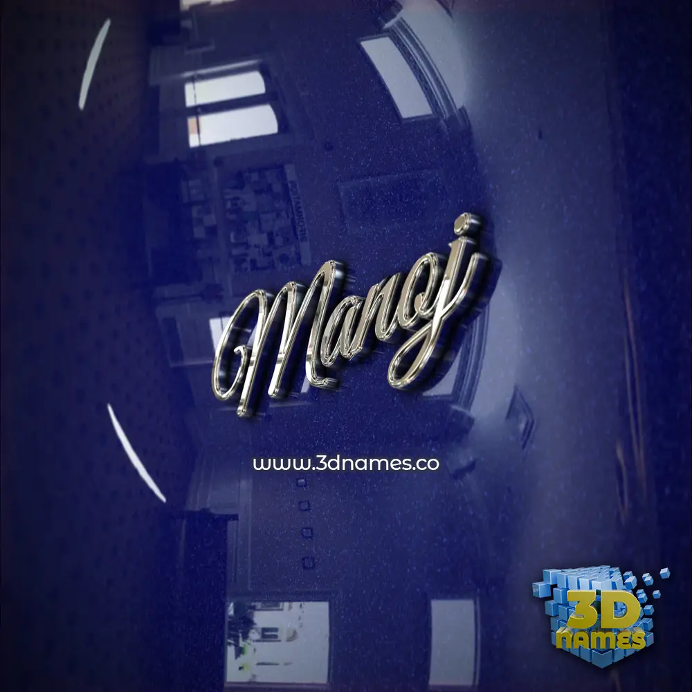 manoj in Metalic Blue style - 3D name wallpaper