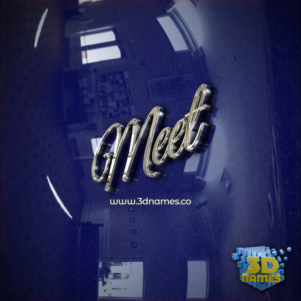 meet in Metalic Blue style - 3D name wallpaper