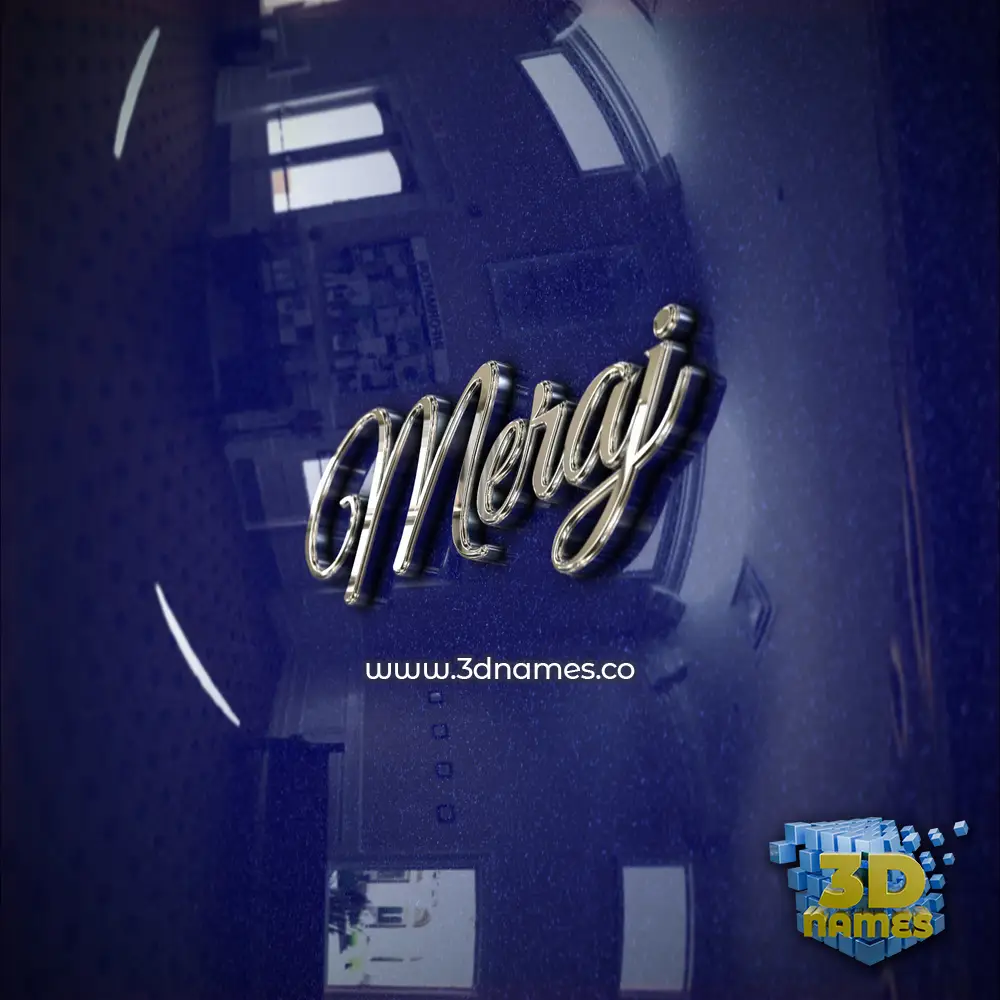 meraj in Metalic Blue style - 3D name wallpaper