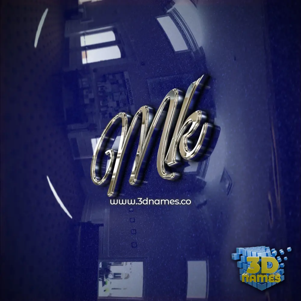 mk in Metalic Blue style - 3D name wallpaper