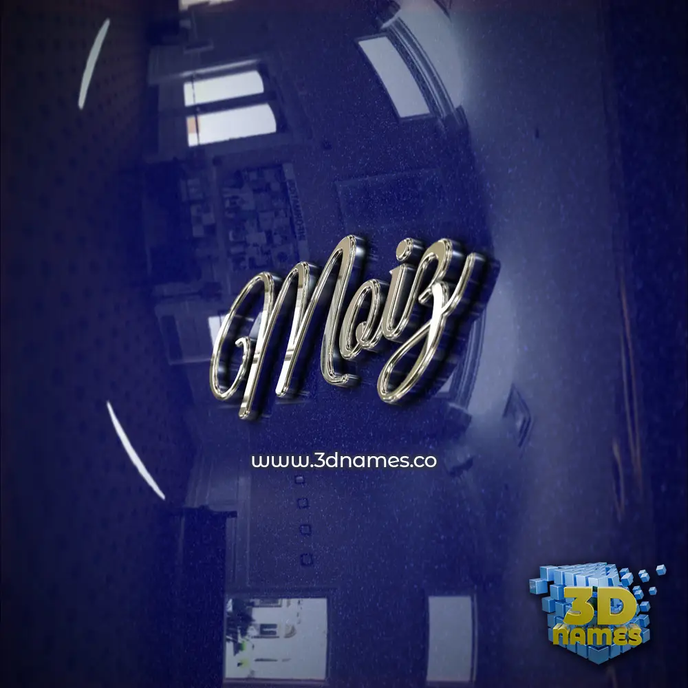 moiz in Metalic Blue style - 3D name wallpaper