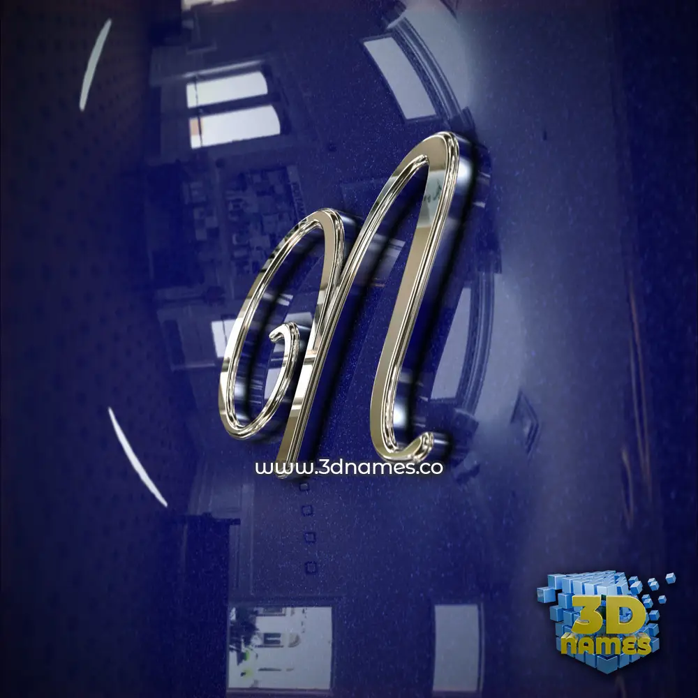 n in Metalic Blue style - 3D name wallpaper