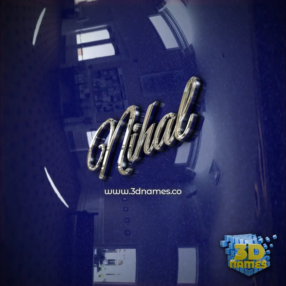 nihal in Metalic Blue style - 3D name wallpaper