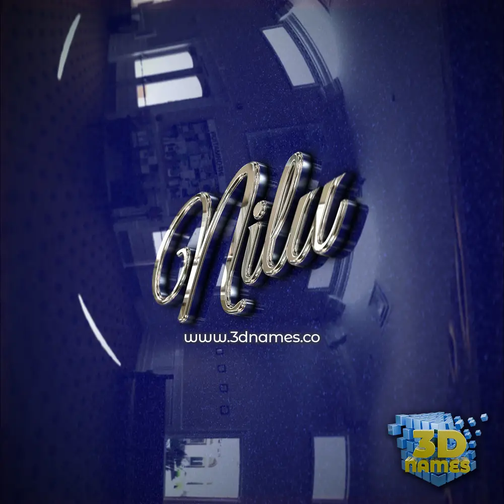 nilu in Metalic Blue style - 3D name wallpaper