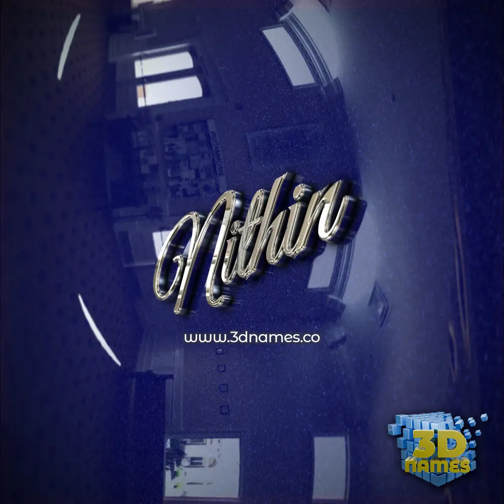 nithin in Metalic Blue style - 3D name wallpaper