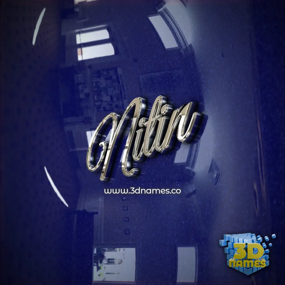 nitin in Metalic Blue style - 3D name wallpaper