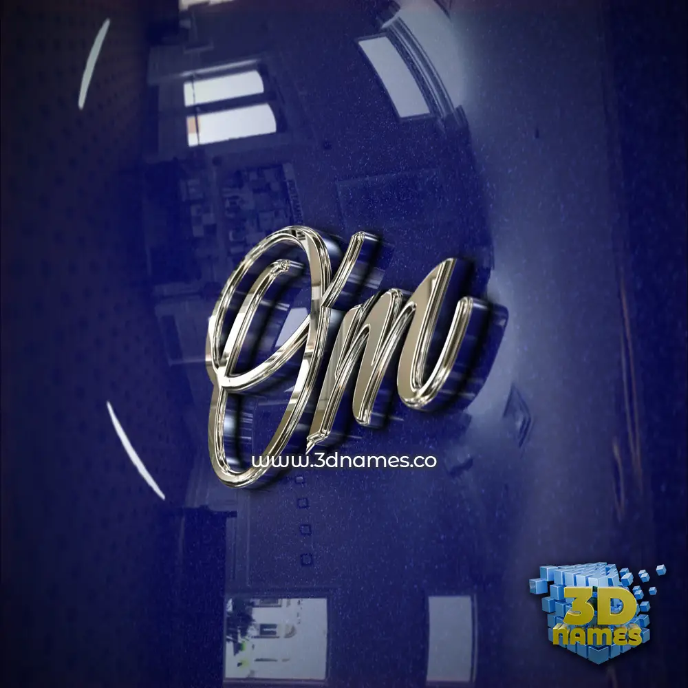 om in Metalic Blue style - 3D name wallpaper