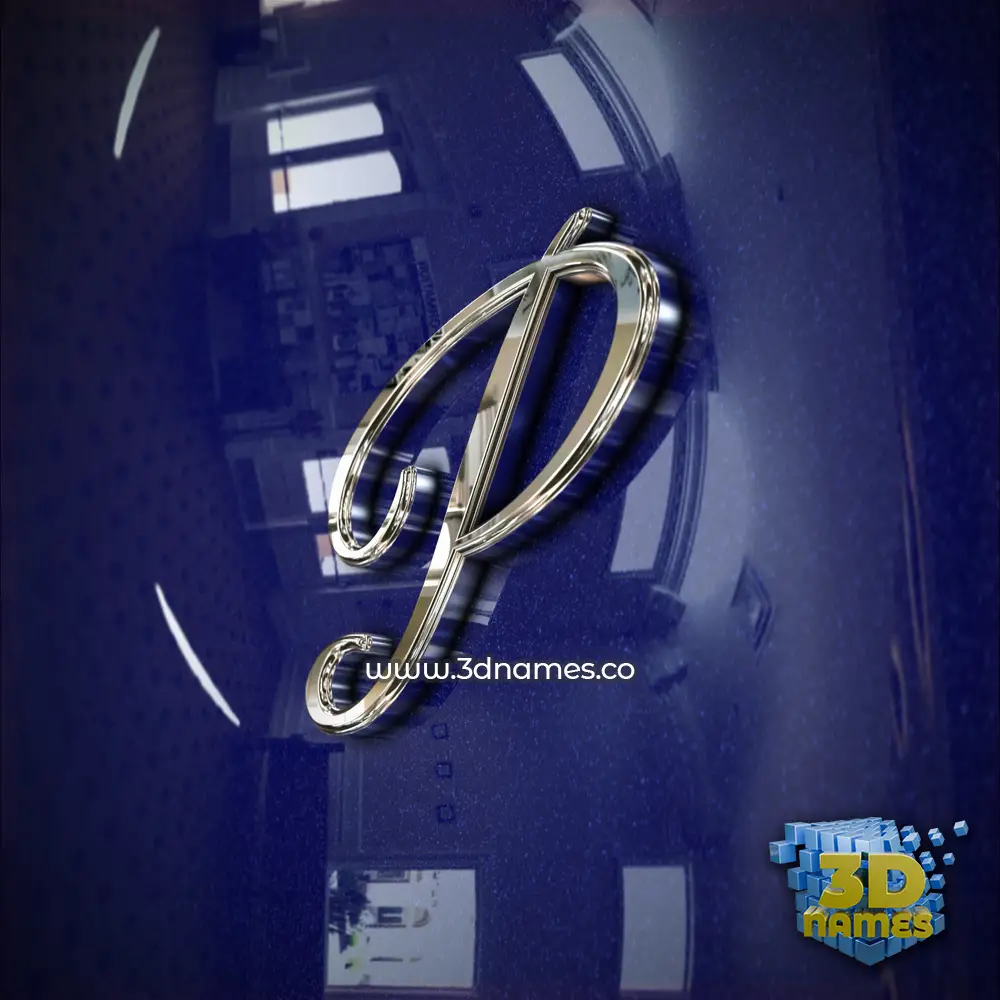 p in Metalic Blue style - 3D name wallpaper