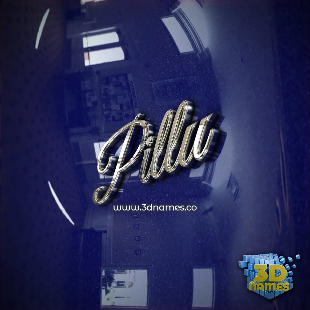 pillu in Metalic Blue style - 3D name wallpaper