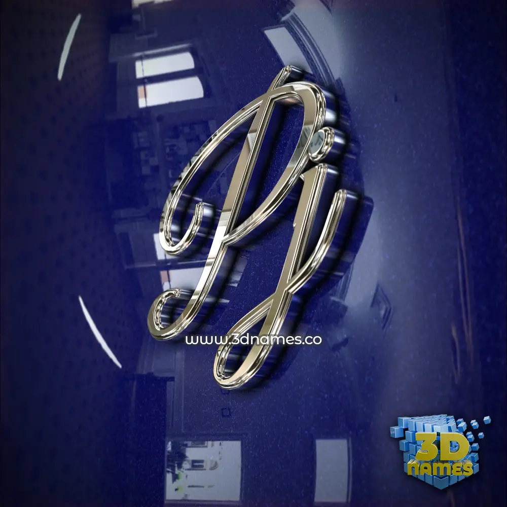 pj in Metalic Blue style - 3D name wallpaper