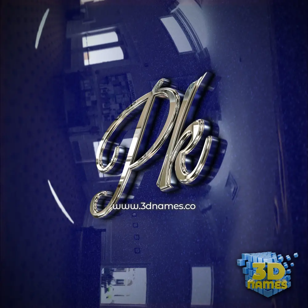pk in Metalic Blue style - 3D name wallpaper