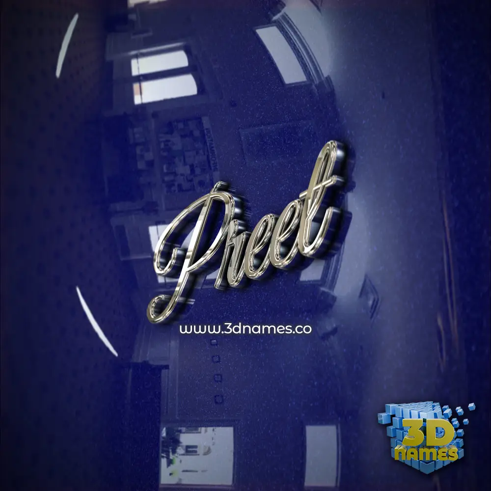 preet in Metalic Blue style - 3D name wallpaper