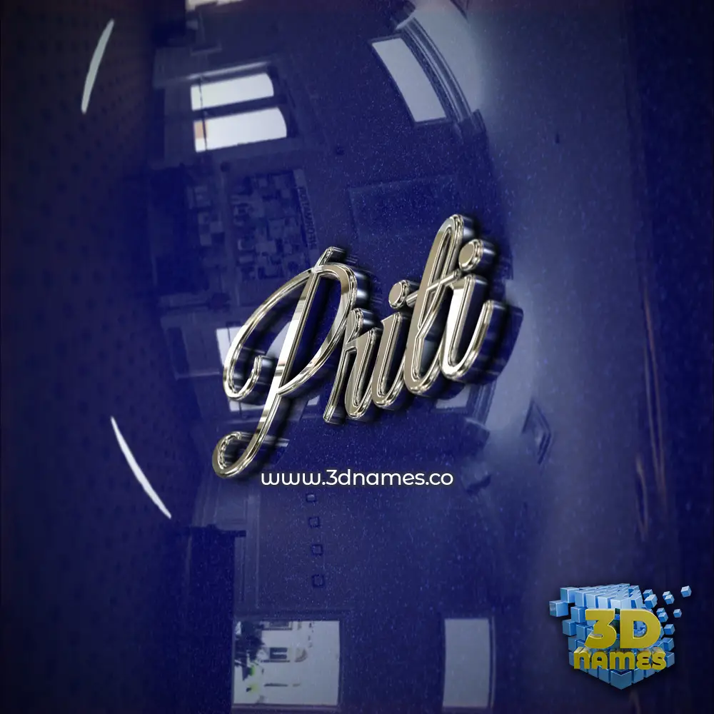priti in Metalic Blue style - 3D name wallpaper