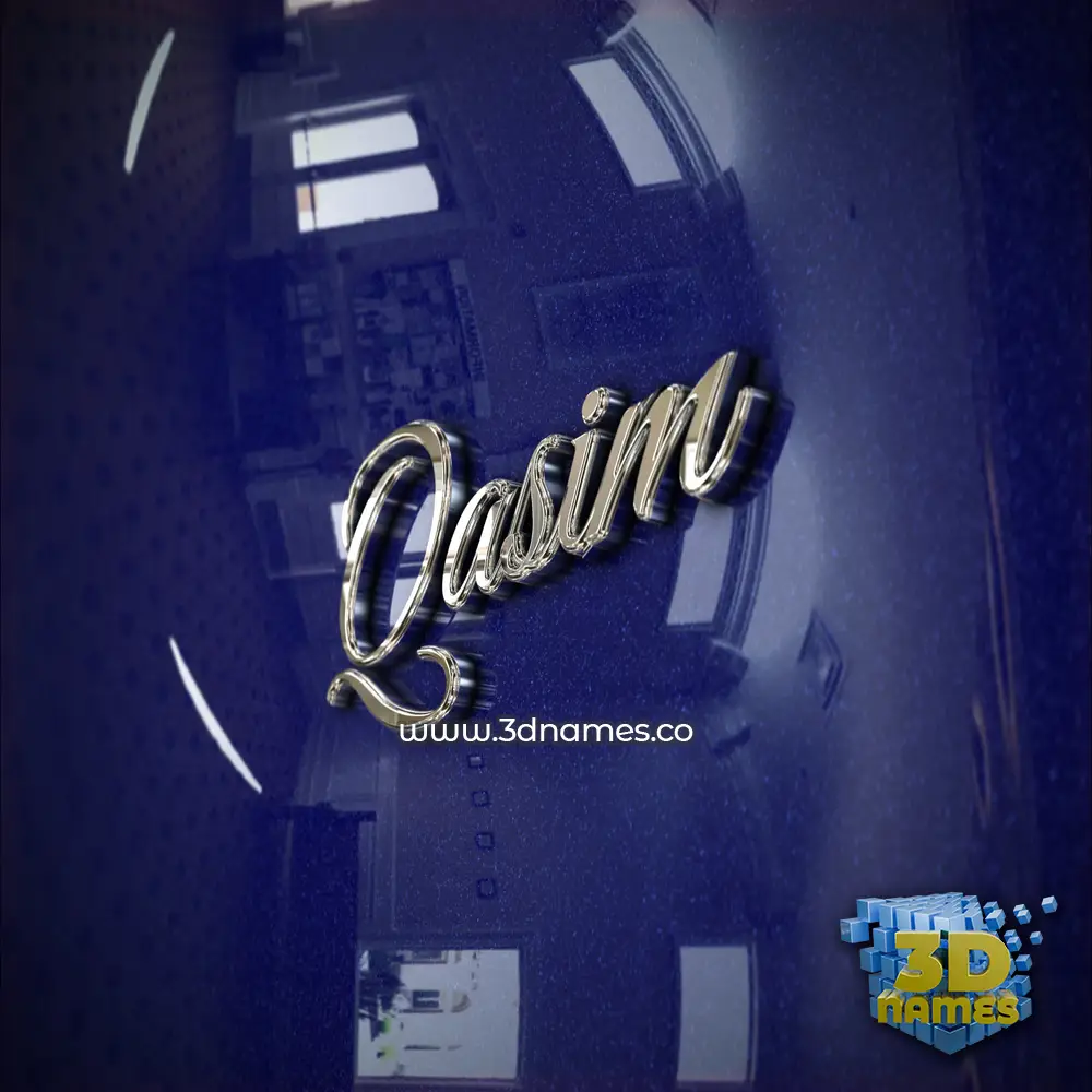 qasim in Metalic Blue style - 3D name wallpaper
