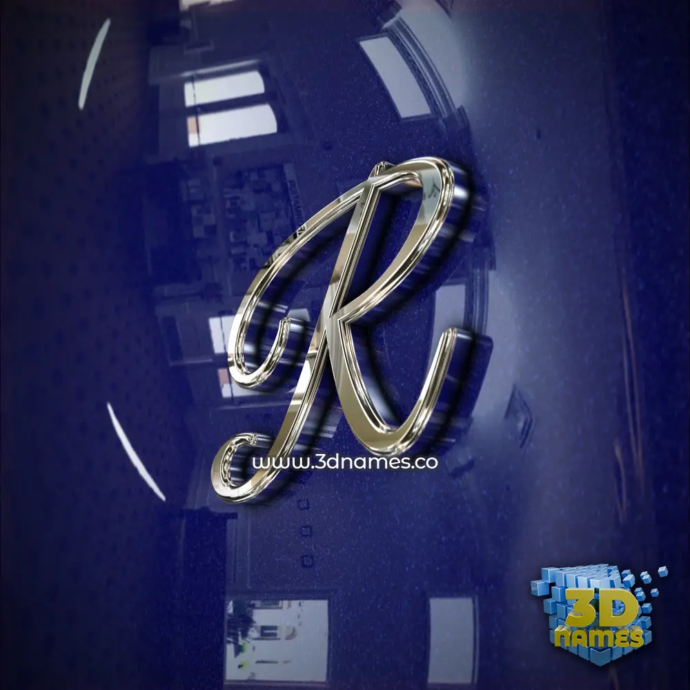 r in Metalic Blue style - 3D name wallpaper