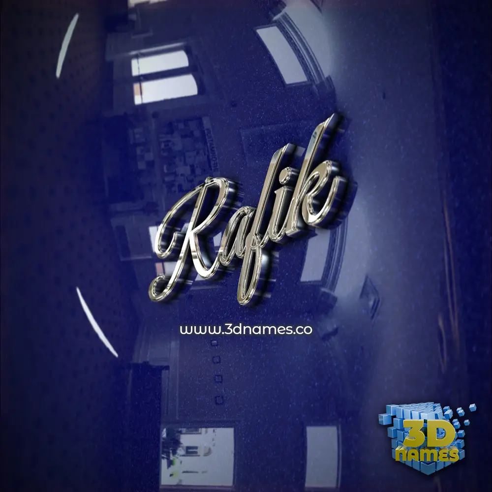 rafik in Metalic Blue style - 3D name wallpaper