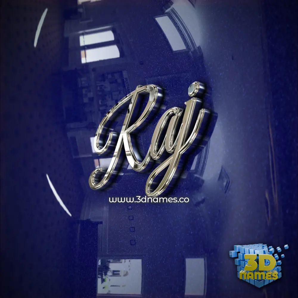 raj in Metalic Blue style - 3D name wallpaper