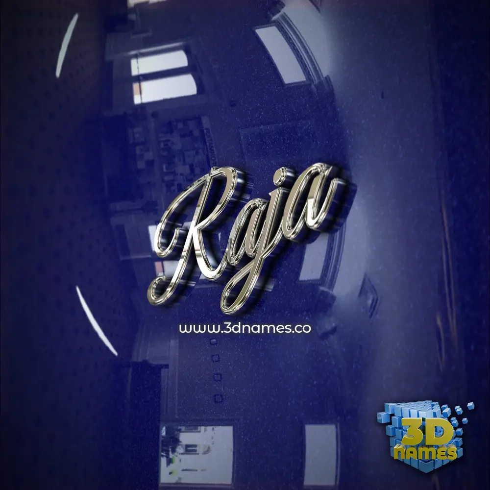 raja in Metalic Blue style - 3D name wallpaper