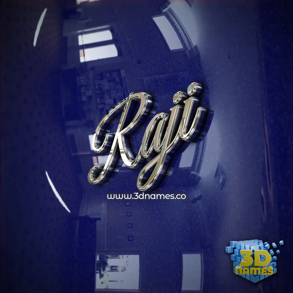 raji in Metalic Blue style - 3D name wallpaper