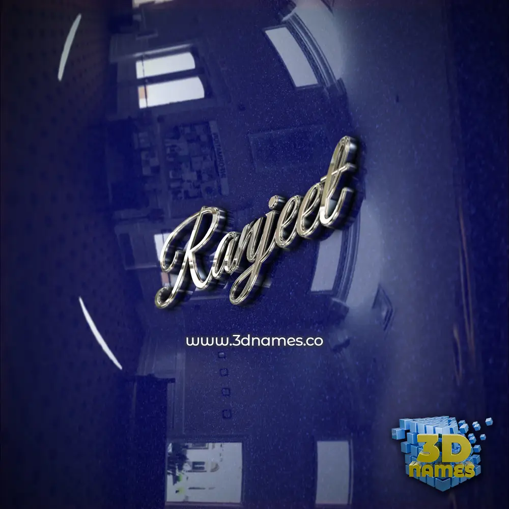 ranjeet in Metalic Blue style - 3D name wallpaper