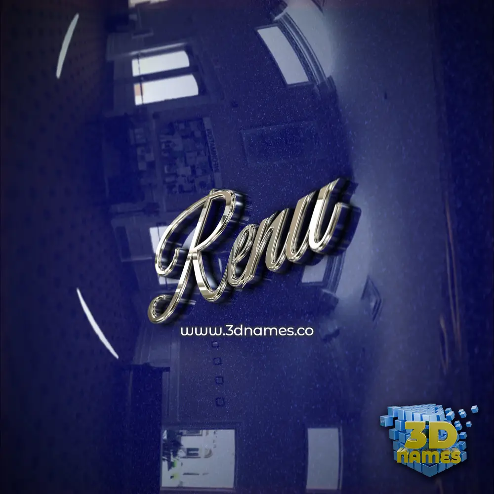 renu in Metalic Blue style - 3D name wallpaper
