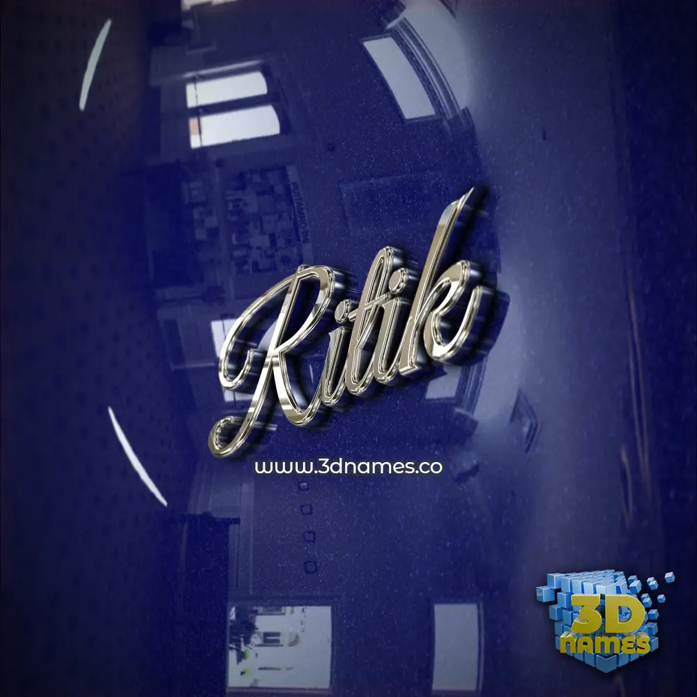 ritik in Metalic Blue style - 3D name wallpaper