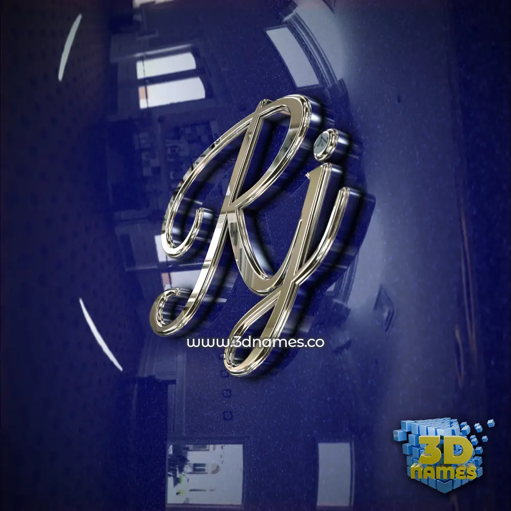 rj in Metalic Blue style - 3D name wallpaper