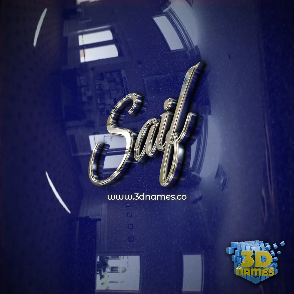 saif in Metalic Blue style - 3D name wallpaper