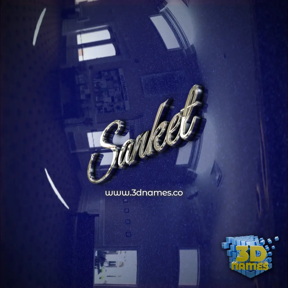 sanket in Metalic Blue style - 3D name wallpaper