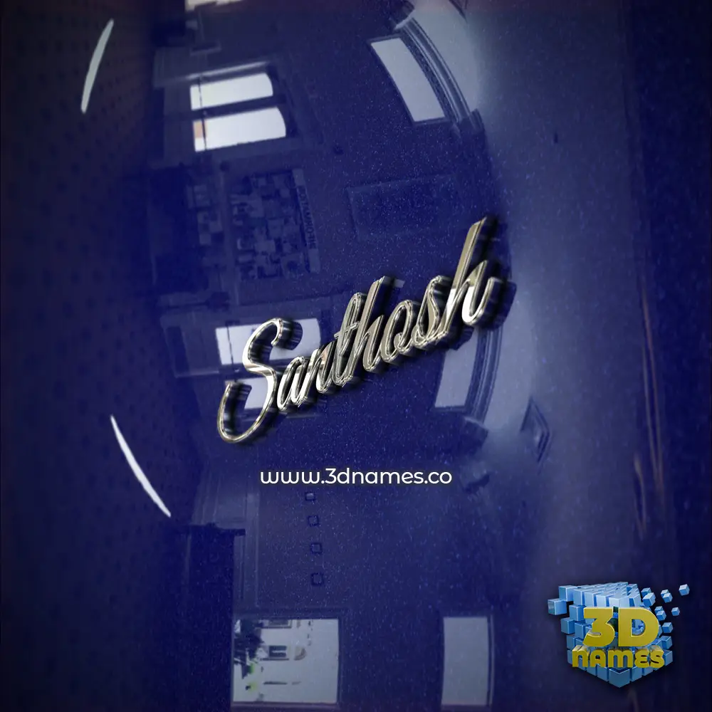 santhosh in Metalic Blue style - 3D name wallpaper