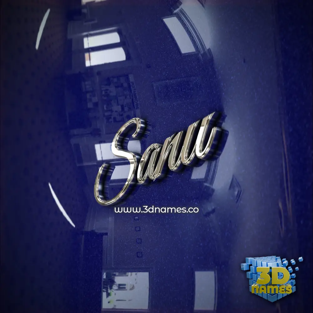 sanu in Metalic Blue style - 3D name wallpaper