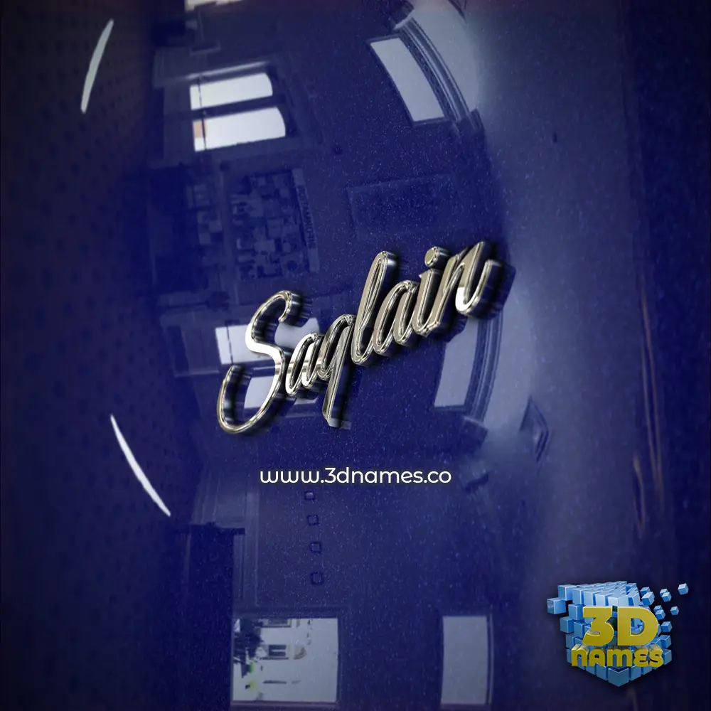 saqlain in Metalic Blue style - 3D name wallpaper