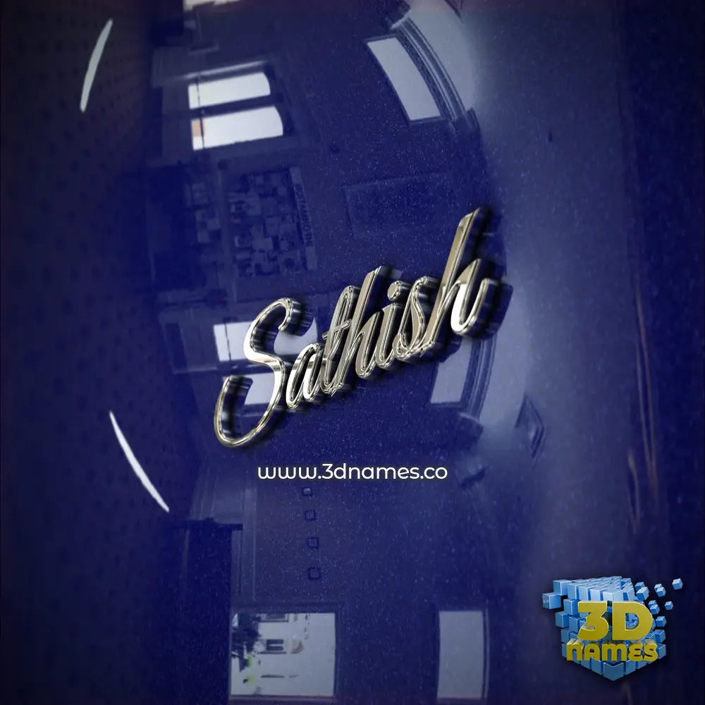 sathish in Metalic Blue style - 3D name wallpaper