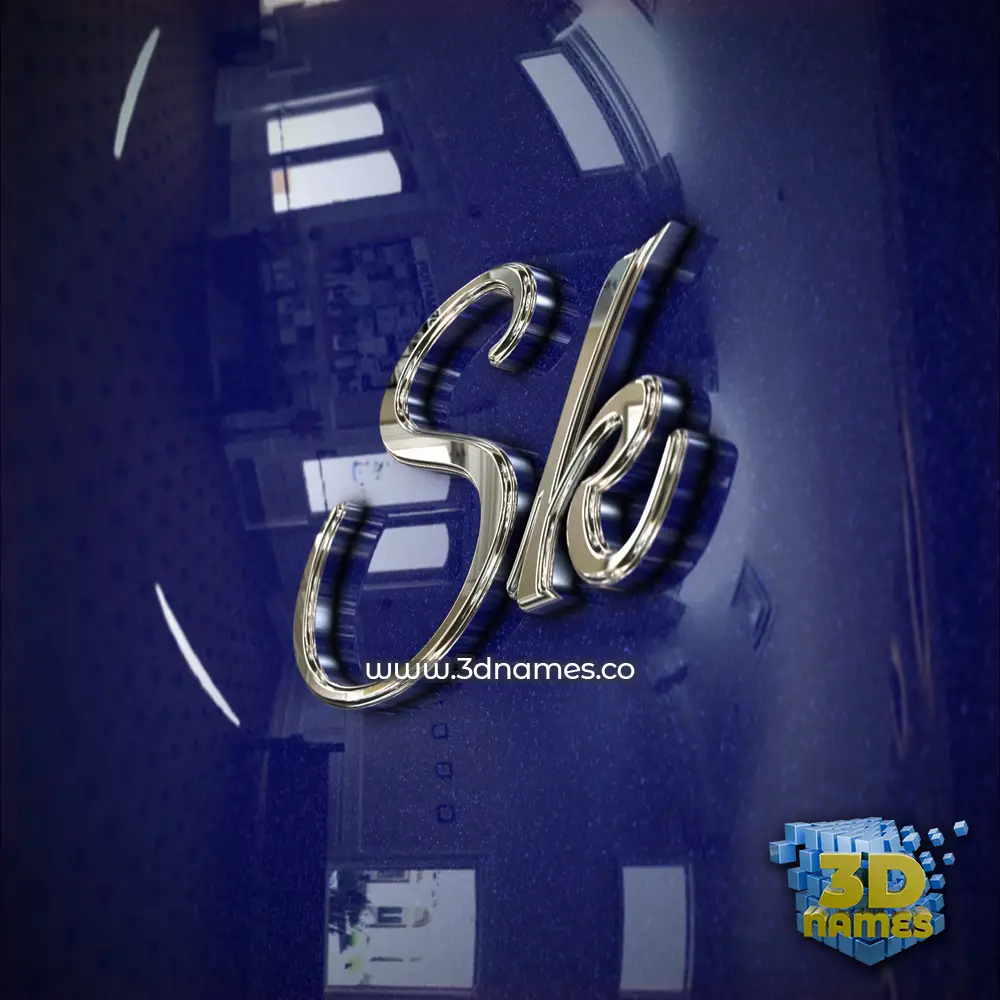 sk in Metalic Blue style - 3D name wallpaper