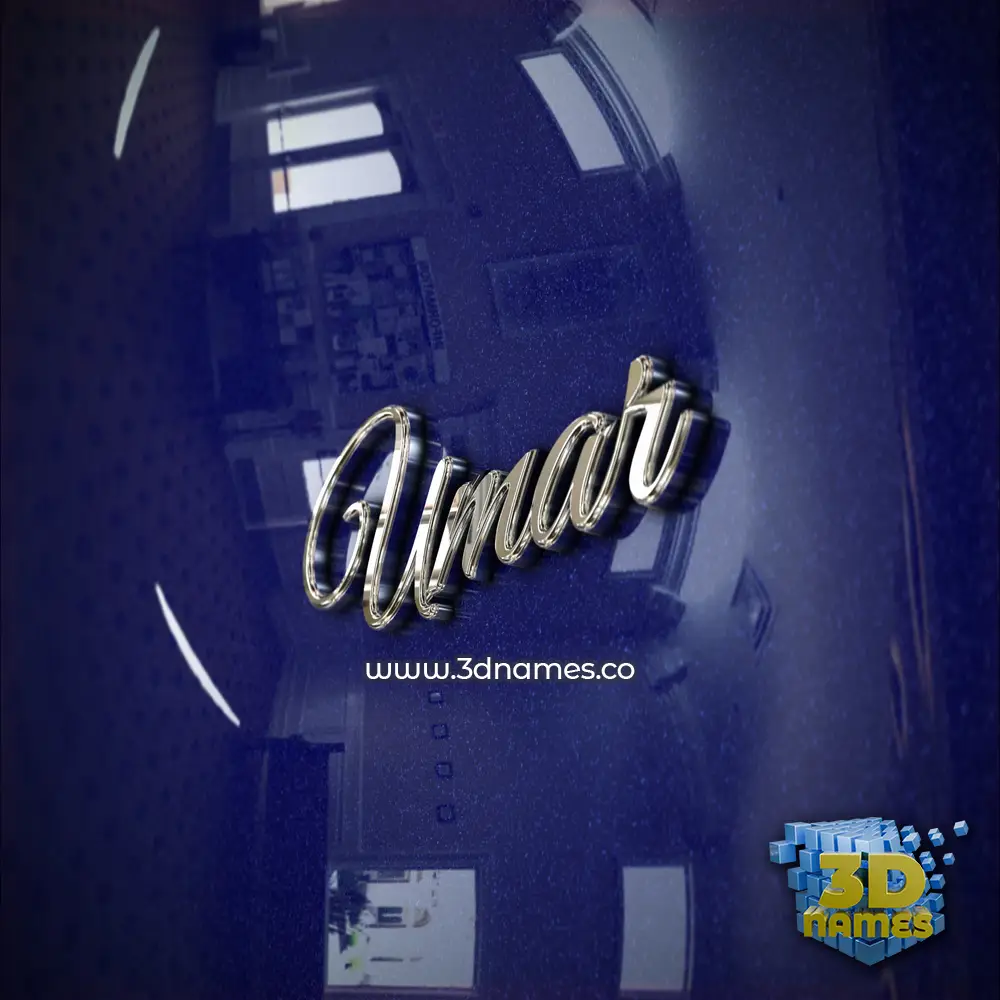 umar in Metalic Blue style - 3D name wallpaper