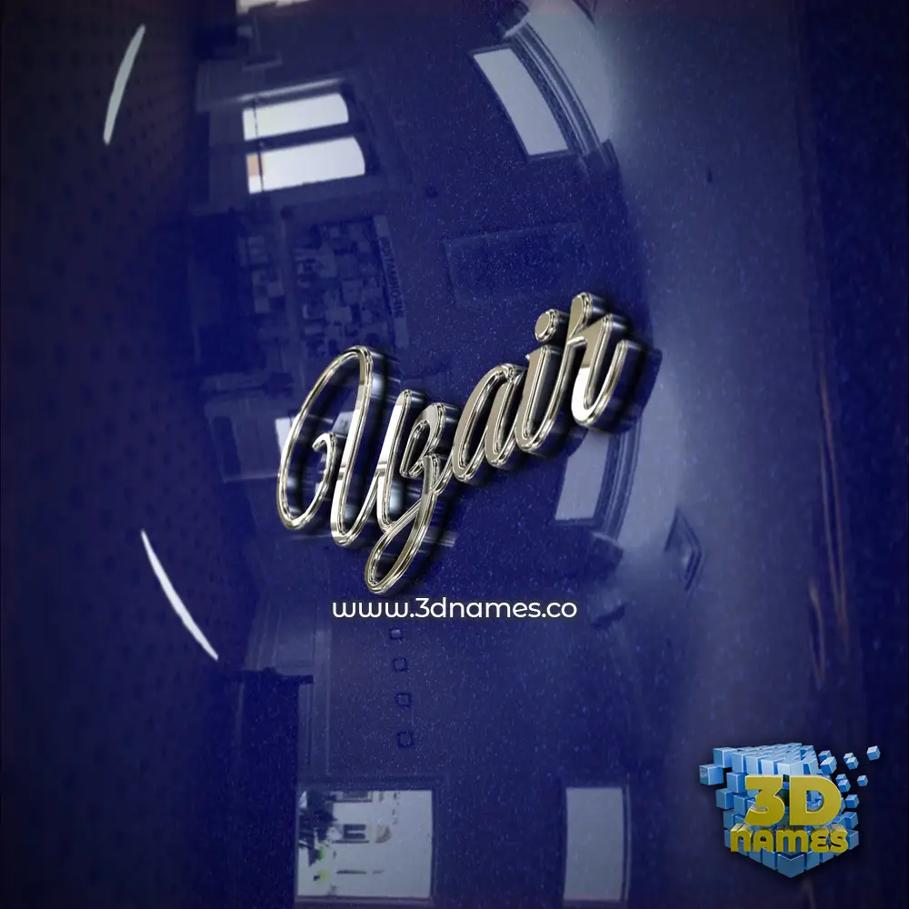 uzair in Metalic Blue style - 3D name wallpaper