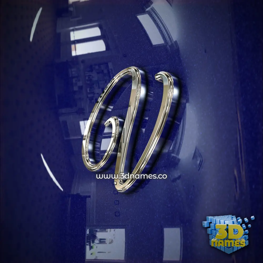 v in Metalic Blue style - 3D name wallpaper