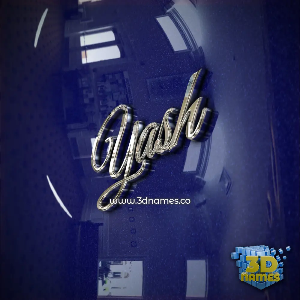 yash in Metalic Blue style - 3D name wallpaper