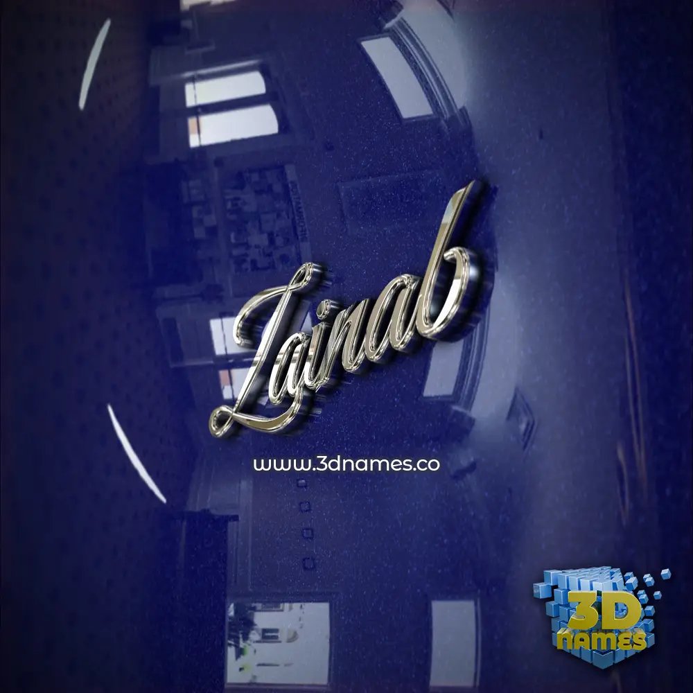 zainab in Metalic Blue style - 3D name wallpaper