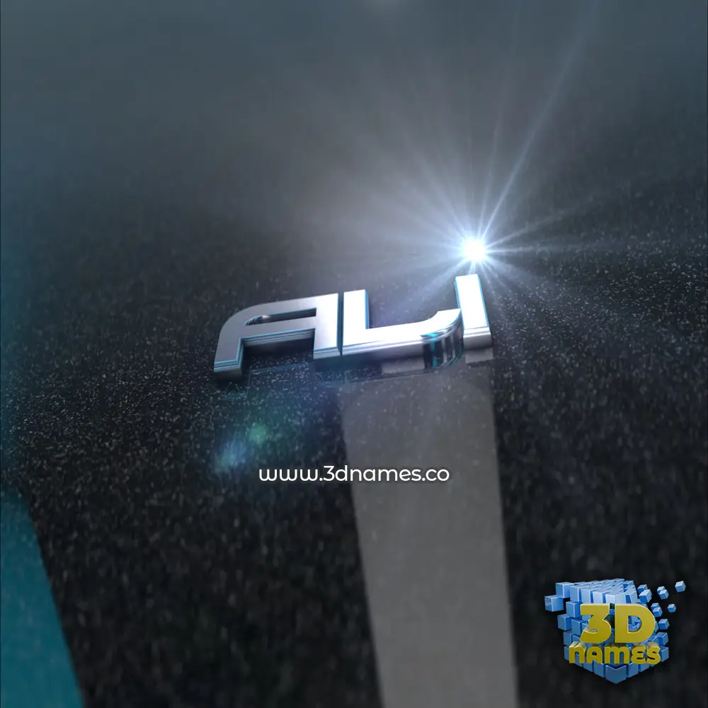 ali in Black Metalic style - 3D name wallpaper