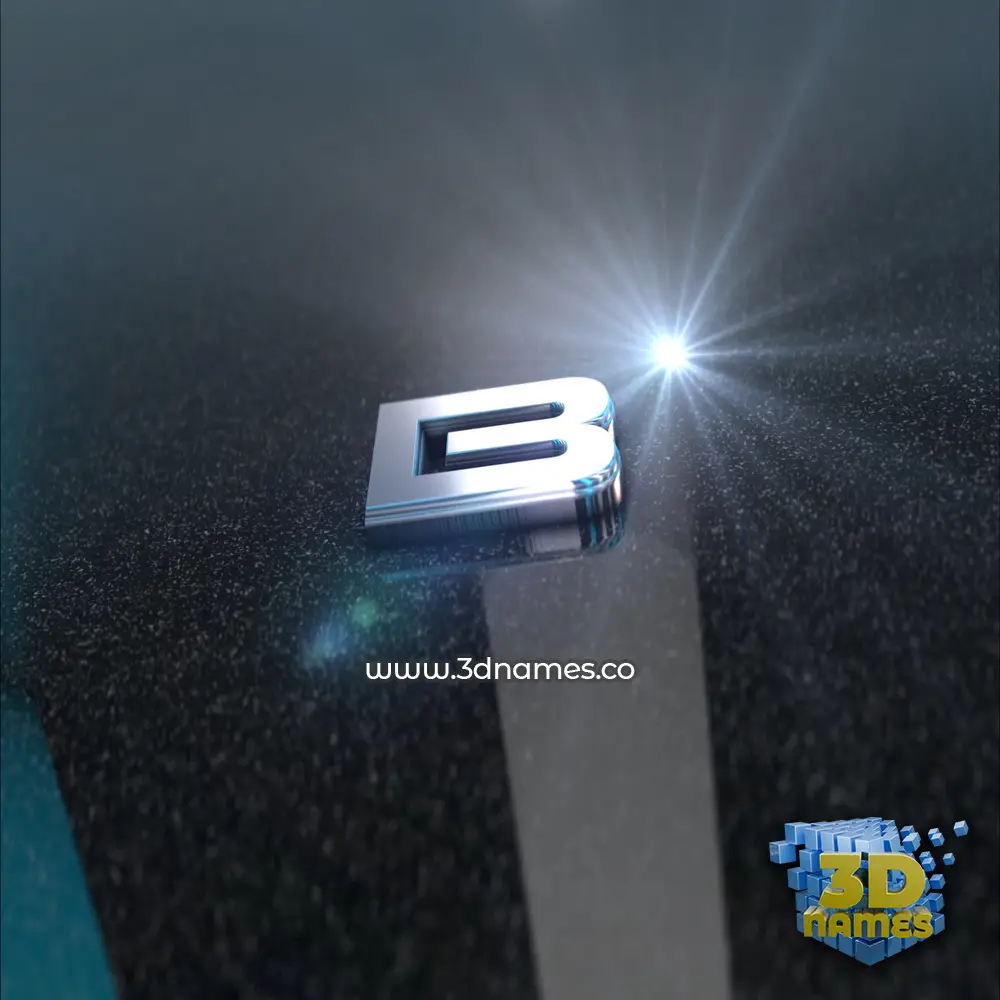 b in Black Metalic style - 3D name wallpaper