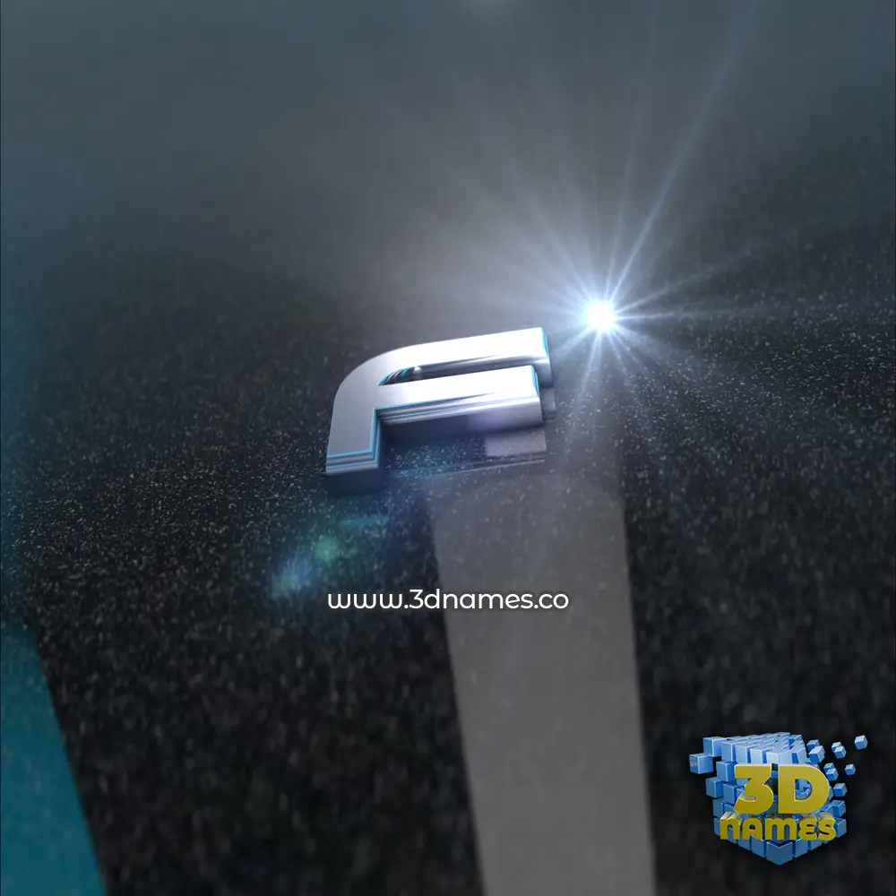 f in Black Metalic style - 3D name wallpaper