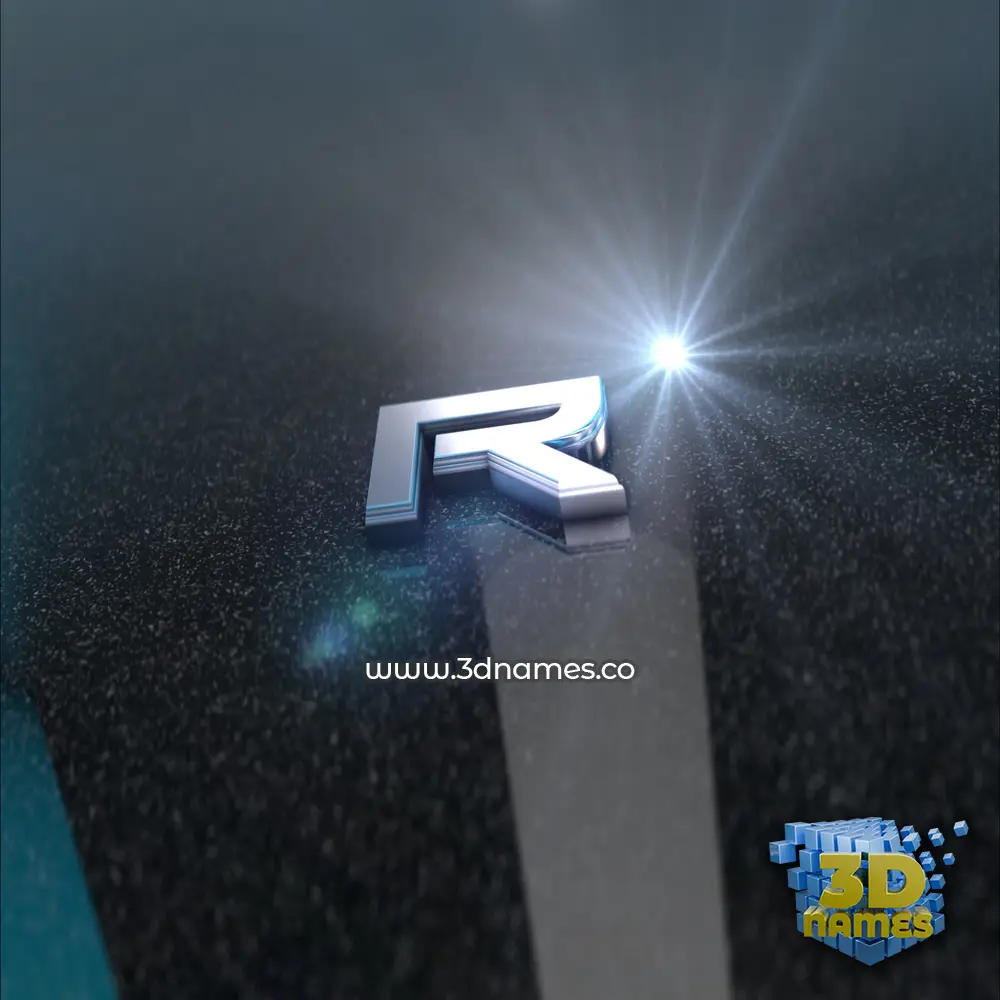 r in Black Metalic style - 3D name wallpaper