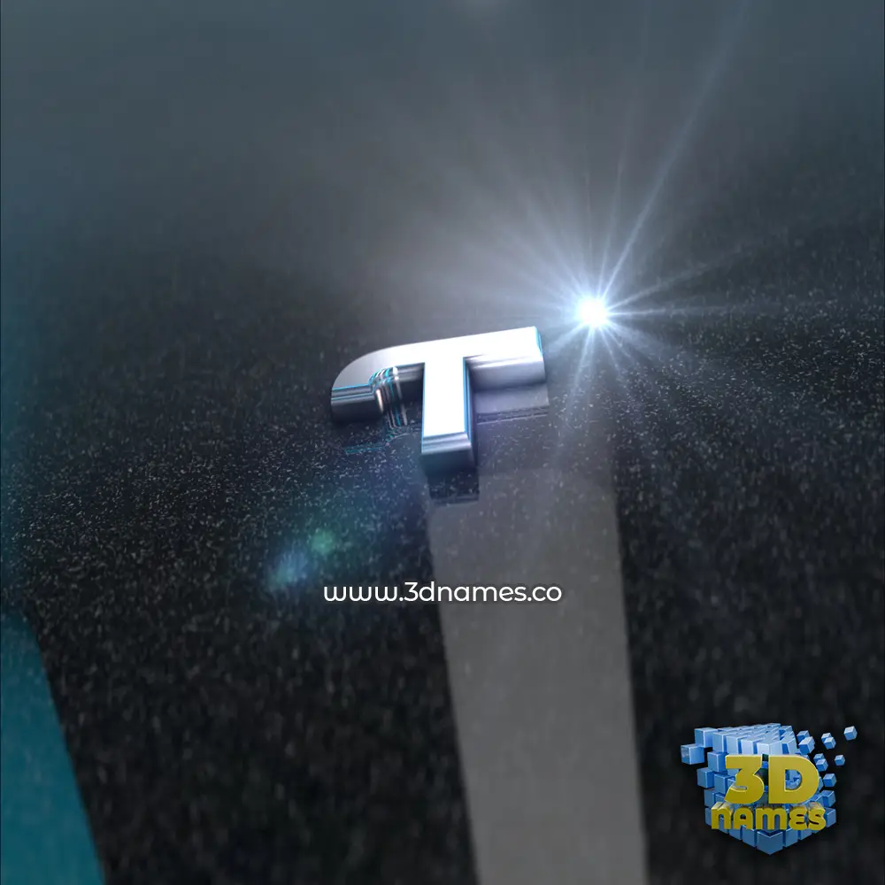 t in Black Metalic style - 3D name wallpaper