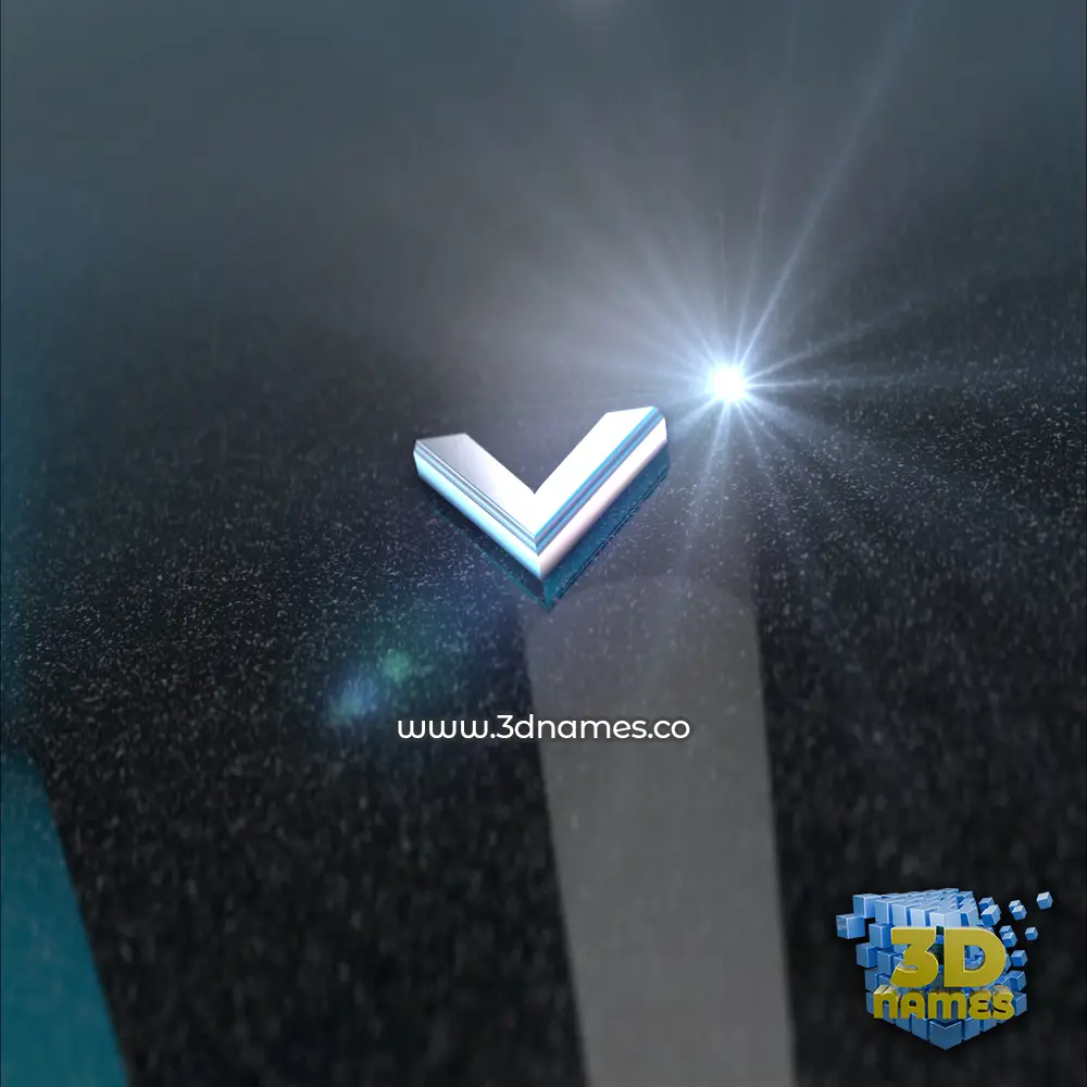 v in Black Metalic style - 3D name wallpaper