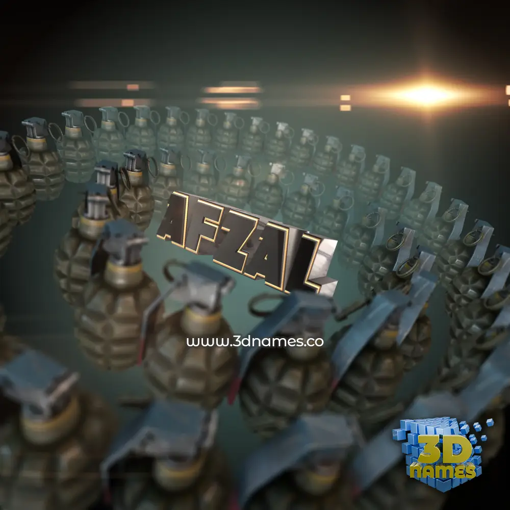 afzal in Grenades style - 3D name wallpaper
