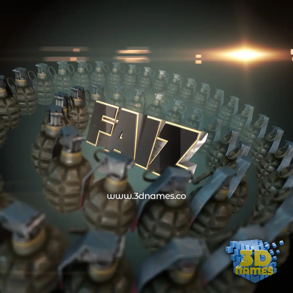 faiz in Grenades style - 3D name wallpaper